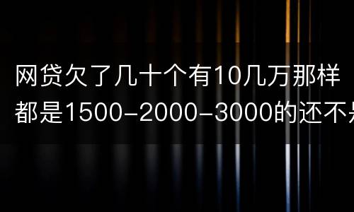 网贷欠了几十个有10几万那样都是1500-2000-3000的还不是怎么办