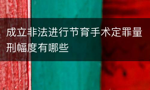 成立非法进行节育手术定罪量刑幅度有哪些