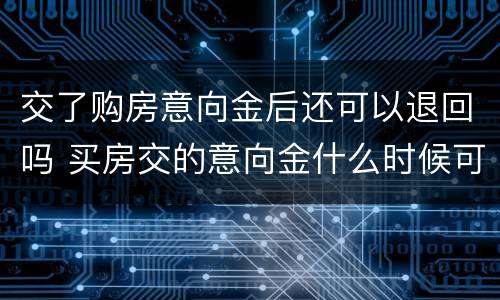 交了购房意向金后还可以退回吗 买房交的意向金什么时候可以退回来