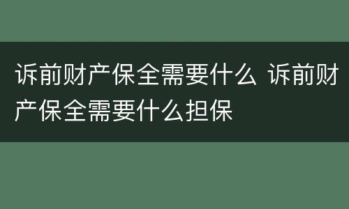 诉前财产保全需要什么 诉前财产保全需要什么担保