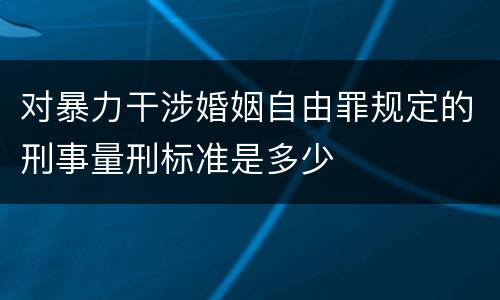 对暴力干涉婚姻自由罪规定的刑事量刑标准是多少