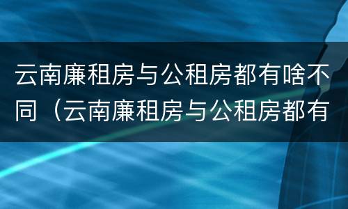 云南廉租房与公租房都有啥不同（云南廉租房与公租房都有啥不同的地方）