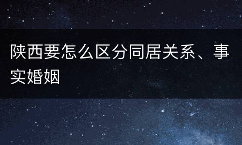 陕西要怎么区分同居关系、事实婚姻