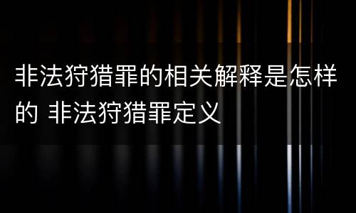 非法狩猎罪的相关解释是怎样的 非法狩猎罪定义