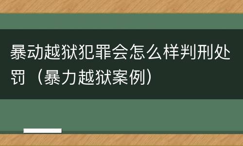 暴动越狱犯罪会怎么样判刑处罚（暴力越狱案例）