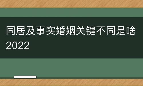 同居及事实婚姻关键不同是啥2022