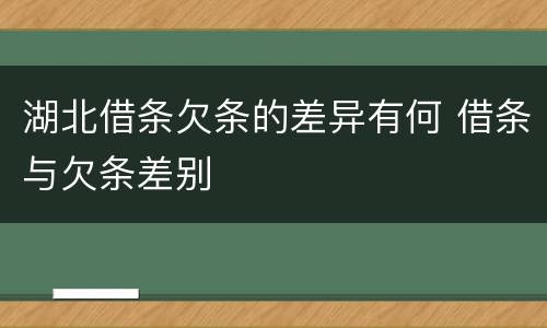 湖北借条欠条的差异有何 借条与欠条差别