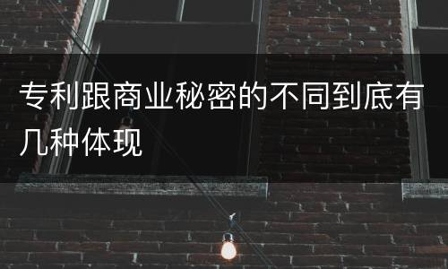 专利跟商业秘密的不同到底有几种体现