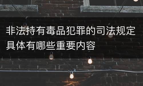 非法持有毒品犯罪的司法规定具体有哪些重要内容