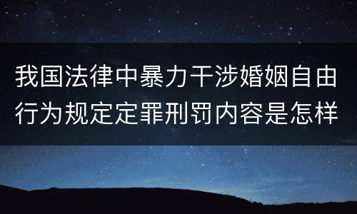 我国法律中暴力干涉婚姻自由行为规定定罪刑罚内容是怎样