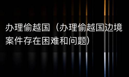 办理偷越国（办理偷越国边境案件存在困难和问题）