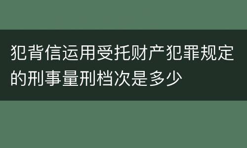 犯背信运用受托财产犯罪规定的刑事量刑档次是多少