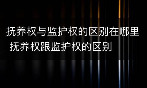 抚养权与监护权的区别在哪里 抚养权跟监护权的区别