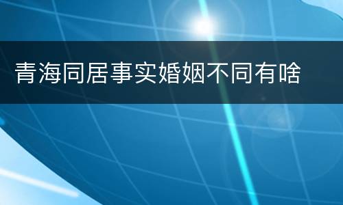 青海同居事实婚姻不同有啥