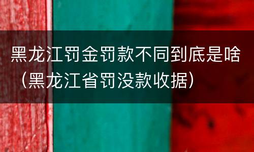 黑龙江罚金罚款不同到底是啥（黑龙江省罚没款收据）