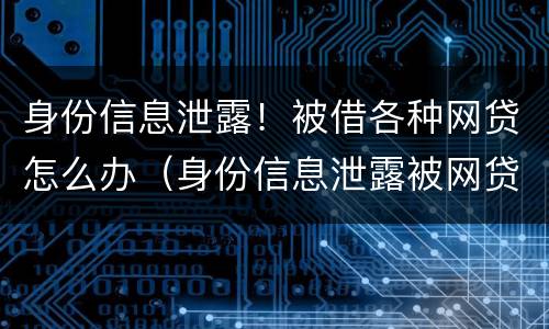 身份信息泄露！被借各种网贷怎么办（身份信息泄露被网贷可以报警处理吗）