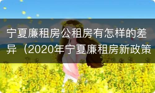 宁夏廉租房公租房有怎样的差异（2020年宁夏廉租房新政策）