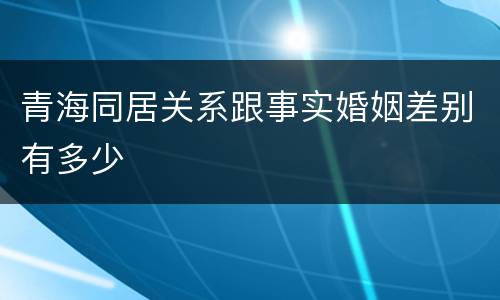 青海同居关系跟事实婚姻差别有多少