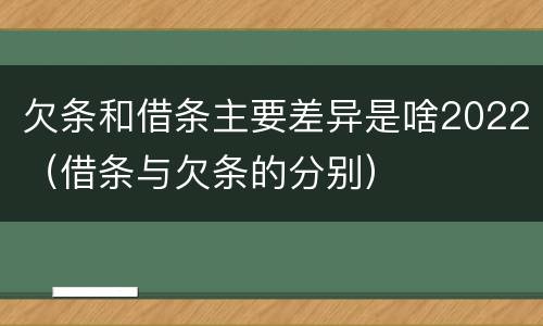 欠条和借条主要差异是啥2022（借条与欠条的分别）