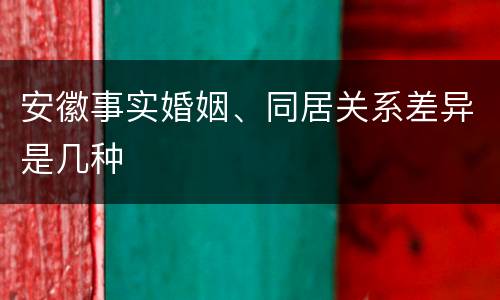 安徽事实婚姻、同居关系差异是几种