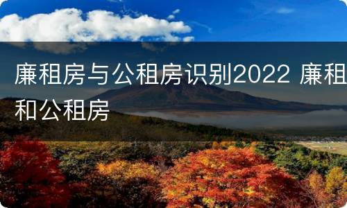 廉租房与公租房识别2022 廉租和公租房