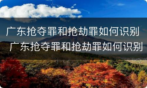 广东抢夺罪和抢劫罪如何识别 广东抢夺罪和抢劫罪如何识别认定