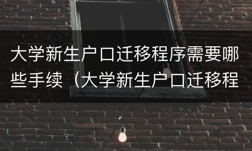 大学新生户口迁移程序需要哪些手续（大学新生户口迁移程序需要哪些手续呢）