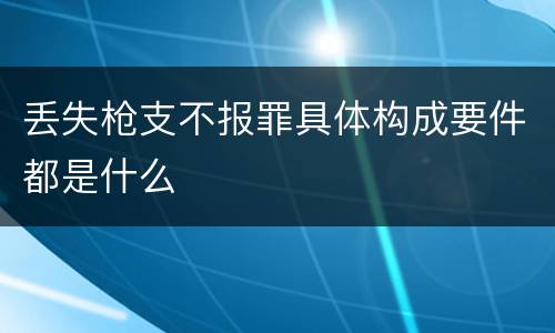 丢失枪支不报罪具体构成要件都是什么