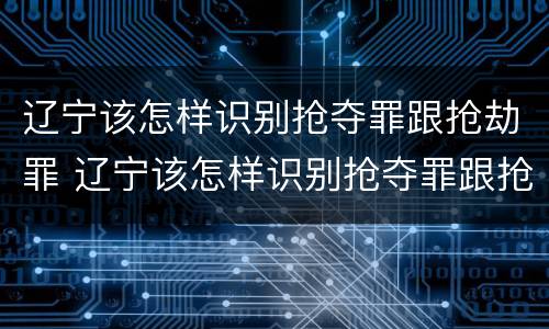 辽宁该怎样识别抢夺罪跟抢劫罪 辽宁该怎样识别抢夺罪跟抢劫罪呢