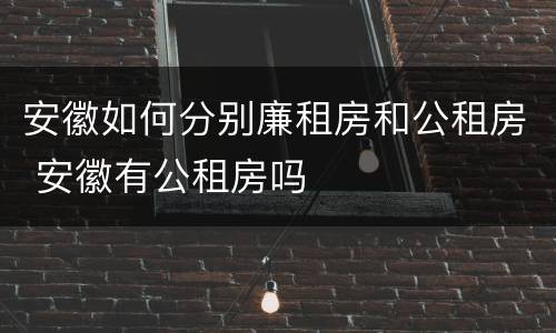 安徽如何分别廉租房和公租房 安徽有公租房吗