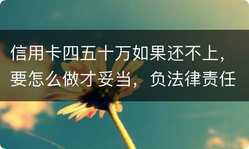 信用卡四五十万如果还不上，要怎么做才妥当，负法律责任会判多久，请帮忙解答