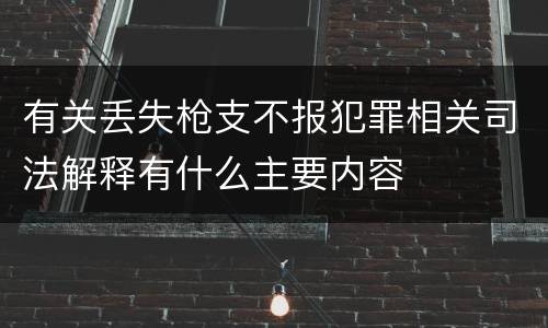 有关丢失枪支不报犯罪相关司法解释有什么主要内容