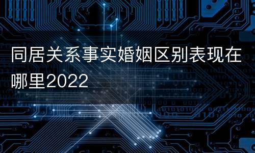 同居关系事实婚姻区别表现在哪里2022