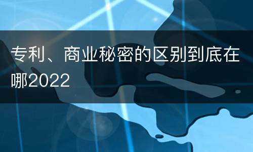 专利、商业秘密的区别到底在哪2022