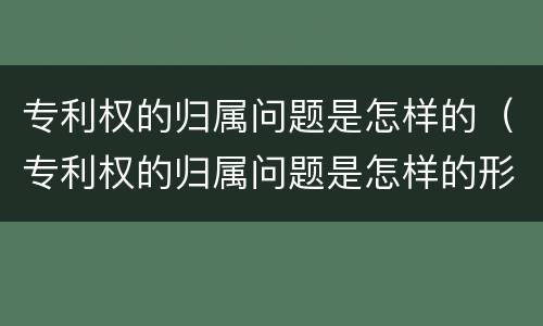 专利权的归属问题是怎样的（专利权的归属问题是怎样的形式）