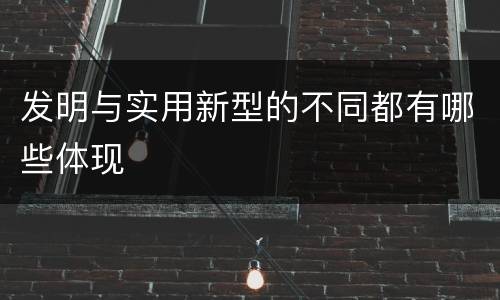 发明与实用新型的不同都有哪些体现