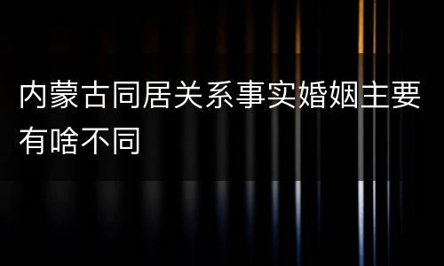 内蒙古同居关系事实婚姻主要有啥不同