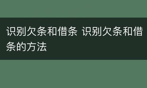 识别欠条和借条 识别欠条和借条的方法