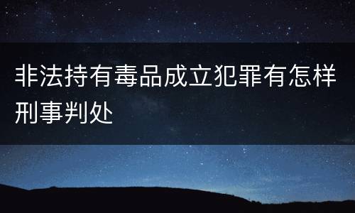 非法持有毒品成立犯罪有怎样刑事判处