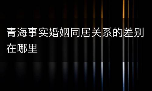 青海事实婚姻同居关系的差别在哪里