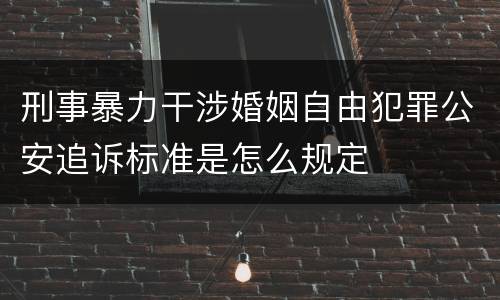 刑事暴力干涉婚姻自由犯罪公安追诉标准是怎么规定