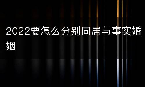 2022要怎么分别同居与事实婚姻