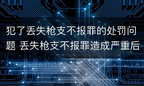 犯了丢失枪支不报罪的处罚问题 丢失枪支不报罪造成严重后果