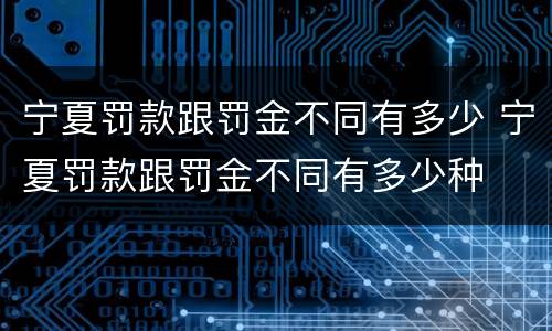 宁夏罚款跟罚金不同有多少 宁夏罚款跟罚金不同有多少种