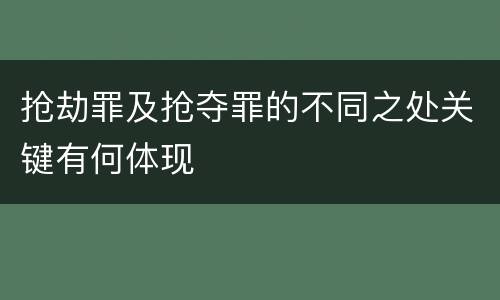 抢劫罪及抢夺罪的不同之处关键有何体现