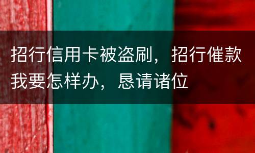 招行信用卡被盗刷，招行催款我要怎样办，恳请诸位