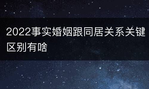 2022事实婚姻跟同居关系关键区别有啥