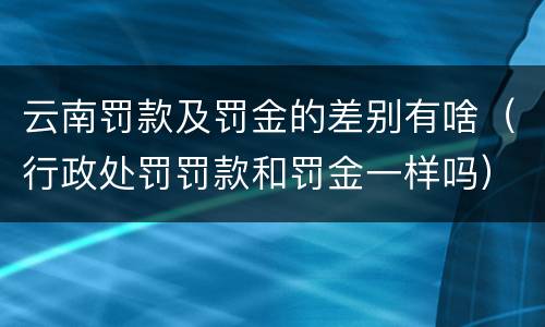 云南罚款及罚金的差别有啥（行政处罚罚款和罚金一样吗）