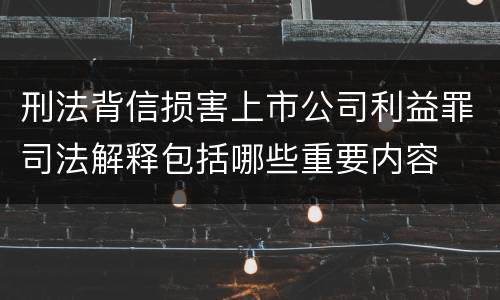 刑法背信损害上市公司利益罪司法解释包括哪些重要内容