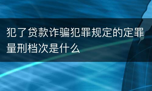 犯了贷款诈骗犯罪规定的定罪量刑档次是什么